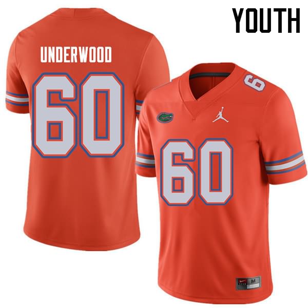 NCAA Florida Gators Houston Underwood Youth #60 Jordan Brand Orange Stitched Authentic College Football Jersey QJN6464DY